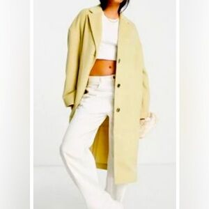 Topshop light camel colored 3 button coat women’s Size 12 Tall winter preppy